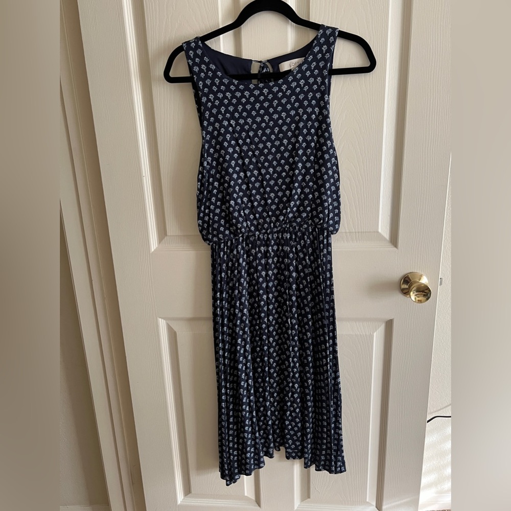 Loft Navy Blue Floral dress, size XS